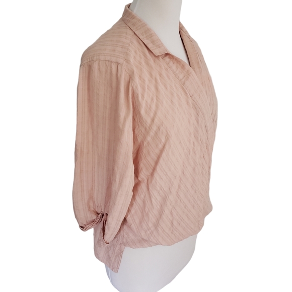 Elan Faux Wrap Style Collared Blouse M/L - Picture 5 of 7
